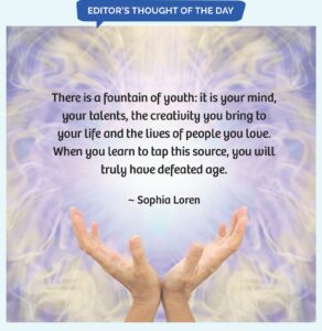 Editor's Thought of the Day: quote by Sophia Loren over an image of open hands
