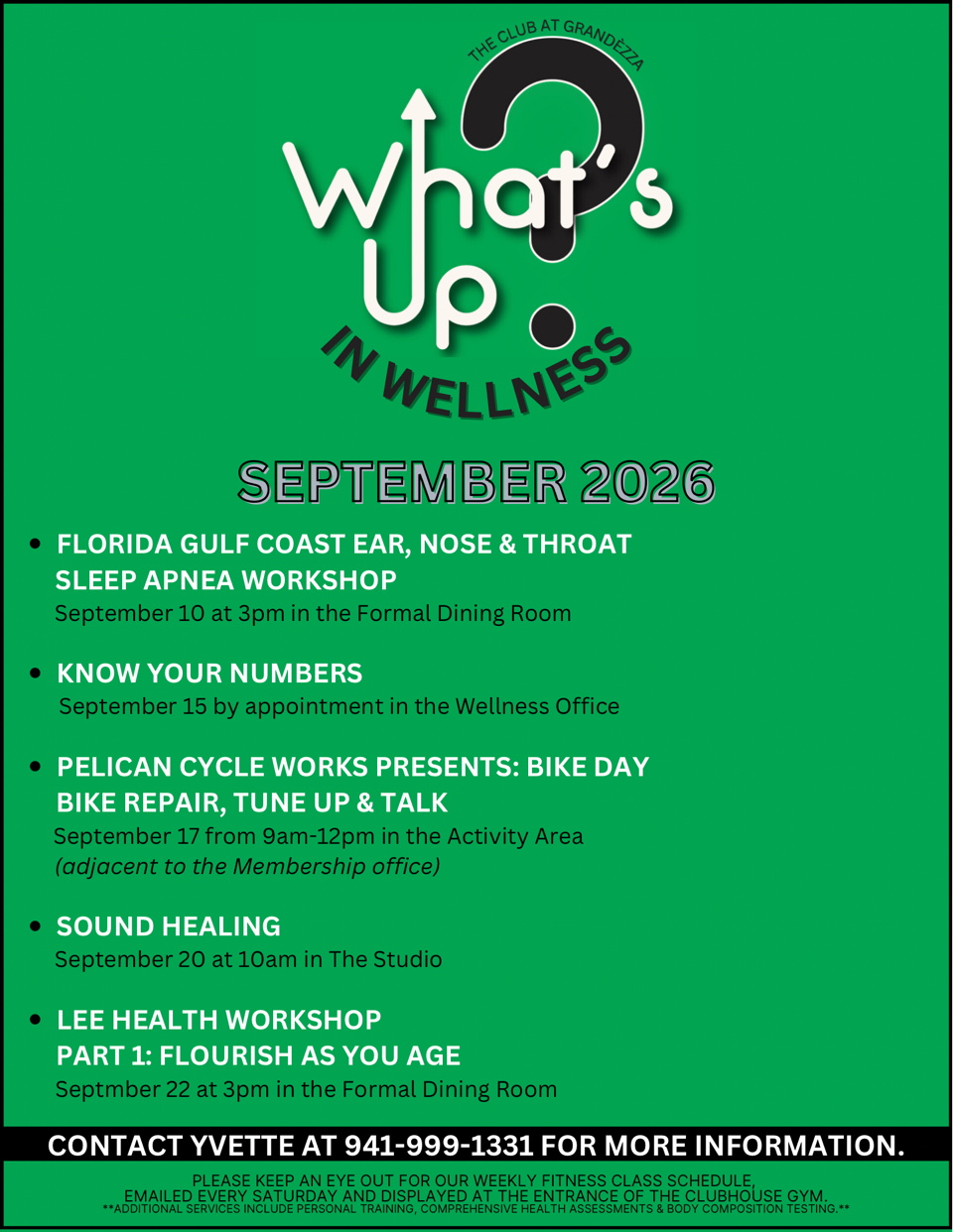 What’s Up In Wellness September 2026 schedule of workshops and events